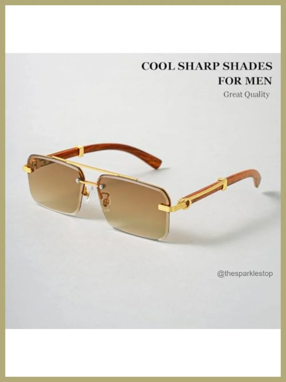 Rimless Rectangle Sunglasses with UV400 Protection